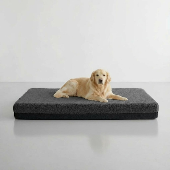 Waterproof Grey Sherpa Fleece Dog Bed Mattress: Non-Slip Crate Mat