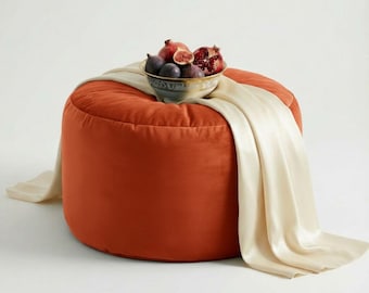 Bean Bag pouffe footstools Pumpkin Velvet : Round Ottoman Style Footstool Pouf