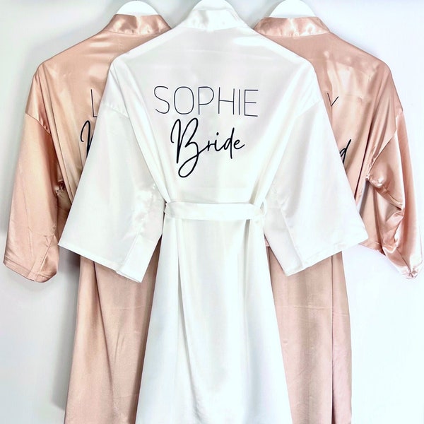 Personalised Bridal Robes | Custom Bridesmaid Robes | Personalised Satin Wedding Robes | Personalised Robes for Wedding Party