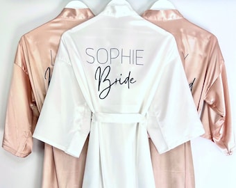 Satin Bridal Party Robes | Custom Bridesmaid Robes | Personalised Satin Wedding Robes | Personalised Robes for Bridal Party | FAST DELIVERY