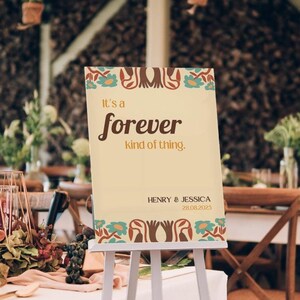 Retro Forever Kind Of Thing Welcome Sign | Custom Wedding Sign UK | Sophisticated Wedding Welcome Sign | Personalised Wedding Boards