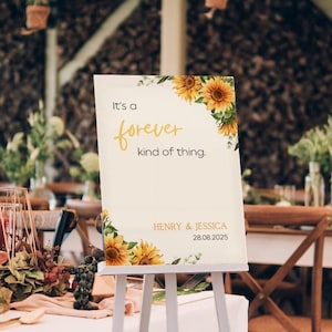 Sunflowers Forever Kind Of Thing Wedding Welcome Sign | Floral Custom Wedding Sign UK | Personalised Wedding Boards | No DIY