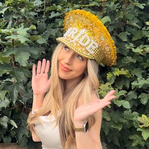 Gold Bride Captain Hat | Bachelorette Bride Hats | Captain Bride Hat Bachelorette Party | Bride Hat UK
