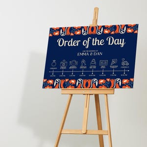 Retro Navy Order Of The Day Wedding Sign | Wedding Order of Events Sign | Custom Wedding Timeline Board | Personalised Signage UK