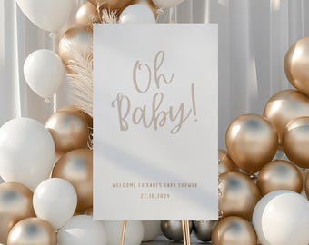 Cartello di benvenuto per baby shower neutro "Oh Baby!" / Cartello personalizzato per baby shower / Cartello di benvenuto personalizzato per baby shower