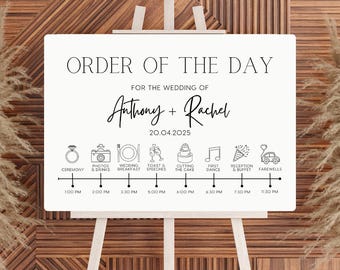 Minimalist Order Of The Day Sign | Wedding Order of Events Sign | Custom Wedding Timeline Board | Personalised Signage UK