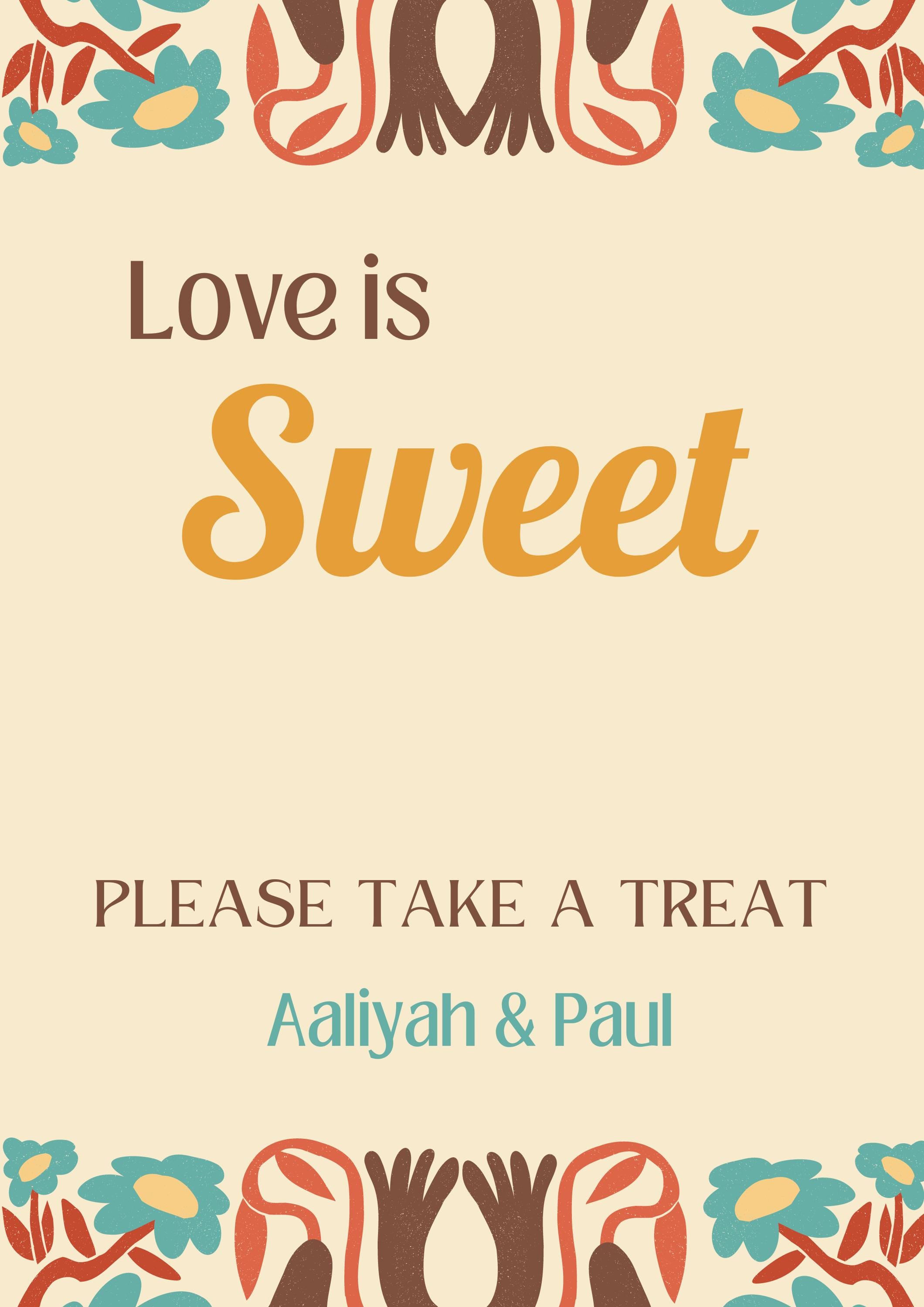 Very Sweet Sign Love is Sweet Wedding Sign | Cream Retro Sweet Table Sign | Wedding ...