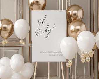 Delicaat babyshower "Oh Baby!" Welkomstbord | Aangepast babyshowerbord | Gepersonaliseerde welkomstbord babyshower