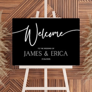 Timeless Black Wedding Welcome Sign | Custom Wedding Sign UK | Sophisticated Welcome Sign | Elegant Personalised Wedding Boards