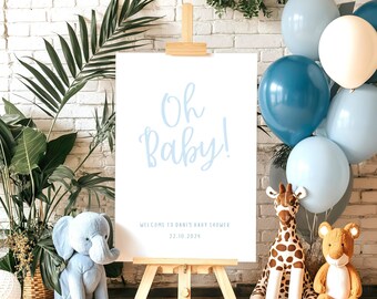 Blue "Oh Baby!" Baby Shower Welcome Sign | Custom Baby Shower Sign | Personalised Baby Shower Welcome Board