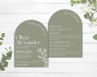 Custom Arch Wedding Invites | Personalised Curved Wedding Invitations | Luxury Wedding RSVPs | Sophisticated Invitations for Wedding | UK