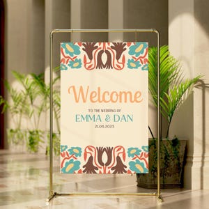 Retro Cream Wedding Welcome Sign | Custom Portrait Wedding Welcome Sign | Sophisticated Welcome Sign | Personalised Wedding Boards UK
