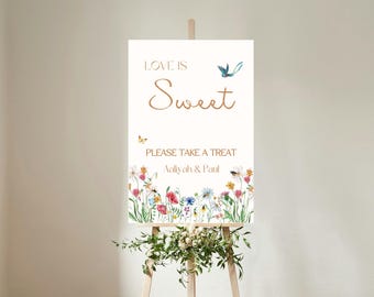 Letrero de boda "Love is Sweet" / Letrero de mesa de dulces de cuento de hadas / Letrero de mesa de dulces de boda para recepción / Entrega rápida en el Reino Unido