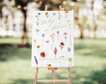 Baby in Bloom Baby Shower Welcome Sign | Custom Baby Shower Sign | Personalised Baby Shower Welcome Board