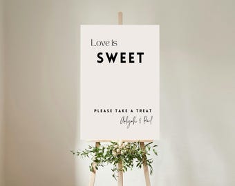 Letrero de boda "Love is Sweet" / Letrero moderno para mesa de dulces / Letrero para mesa de dulces para recepción de boda / Entrega rápida en el Reino Unido