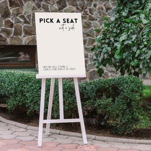 Modern Pick A Seat, Not A Side Sign | Wedding Ceremony Seating Sign | Personalised Wedding Boards UK