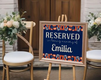 Reserved in Memory Chair Sign for Wedding | Retro Navy Reserved In Memory Sign | In Loving Memory Wedding Sign | Fast UK Delivery
