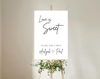 Letrero de boda "Love is Sweet" / Letrero sofisticado para mesa de dulces / Letrero para mesa de dulces para recepción de boda / Entrega rápida en el Reino Unido