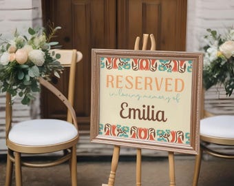 Reserved in Memory Chair Sign for Wedding | Retro Cream Reserved In Memory Sign | In Loving Memory Wedding Sign | Fast UK Delivery