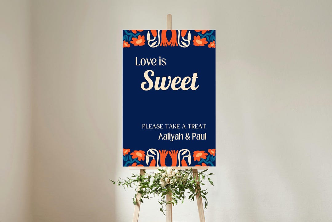 Very Sweet Sign Love is Sweet Wedding Sign | Navy Retro Sweet Table Sign | Wedding ...