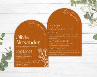 Custom Arch Wedding Invites | Personalised Curved Wedding Invitations | Luxury Wedding RSVPs | Sophisticated Invitations for Wedding | UK