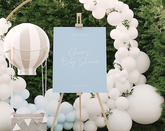 Solid Blue "Oh Baby!" Baby Shower Welcome Sign | Custom Baby Shower Sign | Personalised Baby Shower Welcome Board