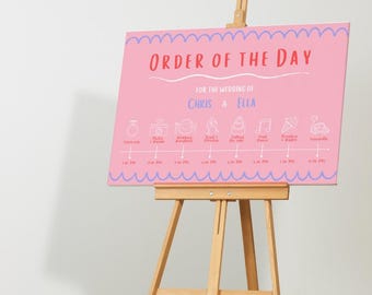 Playful Order Of The Day Sign | Wedding Order of Events Sign | Custom Wedding Timeline Board | Personalised Signage UK