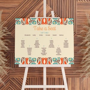Retro Cream Take A Seat Wedding Sign | Wedding Seating Plan Sign | Custom Wedding Seating Chart | Personalised Wedding Boards uk