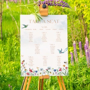 Trouwbord Wild Flowers Take A Seat | Tafelbord sprookjesachtige bruiloft | Aangepaste bruiloft-zittafel | Gepersonaliseerde trouwborden uk