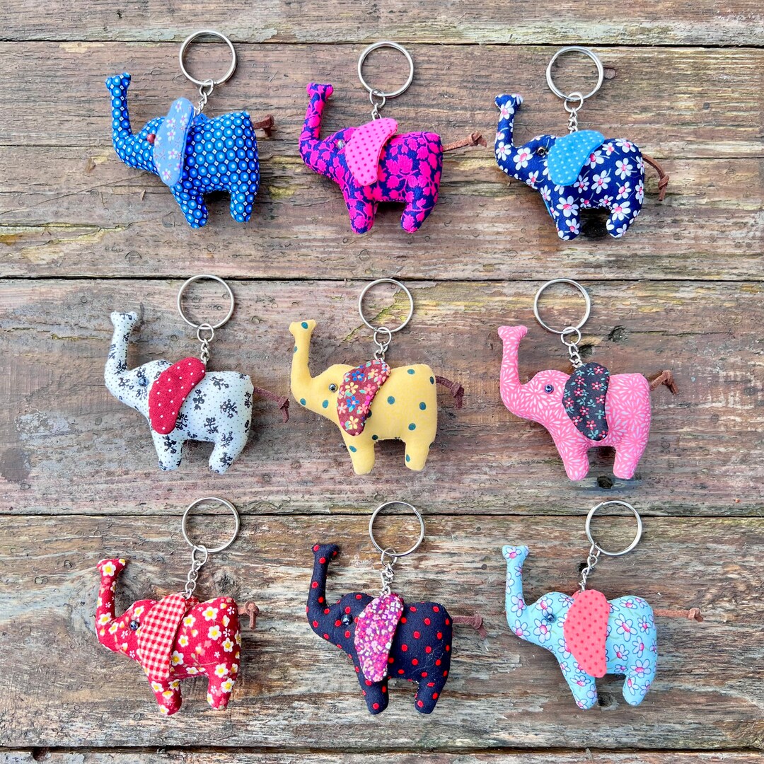 Elephant Keyring Handmade Cute Elephant Keyring Vintage Etsy UK