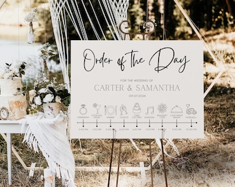 Timeless White Order Of The Day Sign | Wedding Order of Events Sign | Custom Wedding Timeline Board | Personalised Signage UK