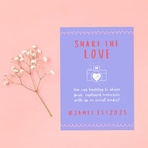 Custom Wedding Hashtag Sign | Playful Social Media Hashtag Sign | Personalised Wedding Hashtag Board | Fast UK Delivery