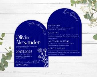 Custom Arch Wedding Invites | Personalised Curved Wedding Invitations | Luxury Wedding RSVPs | Sophisticated Invitations for Wedding | UK