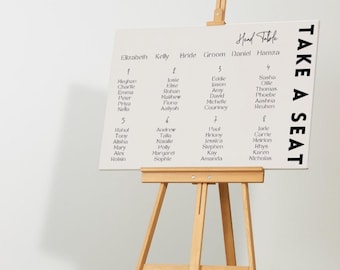 Letrero de boda moderno con el mensaje "Tome asiento" / Letrero con plano de asientos para bodas / Plano de asientos para bodas personalizado / Tableros de bodas personalizados en el Reino Unido