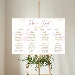 Garden Party Take A Seat Sign | Wedding Seating Plan Sign | Custom Wedding Seating Chart | Floral Personalised Wedding Boards uk