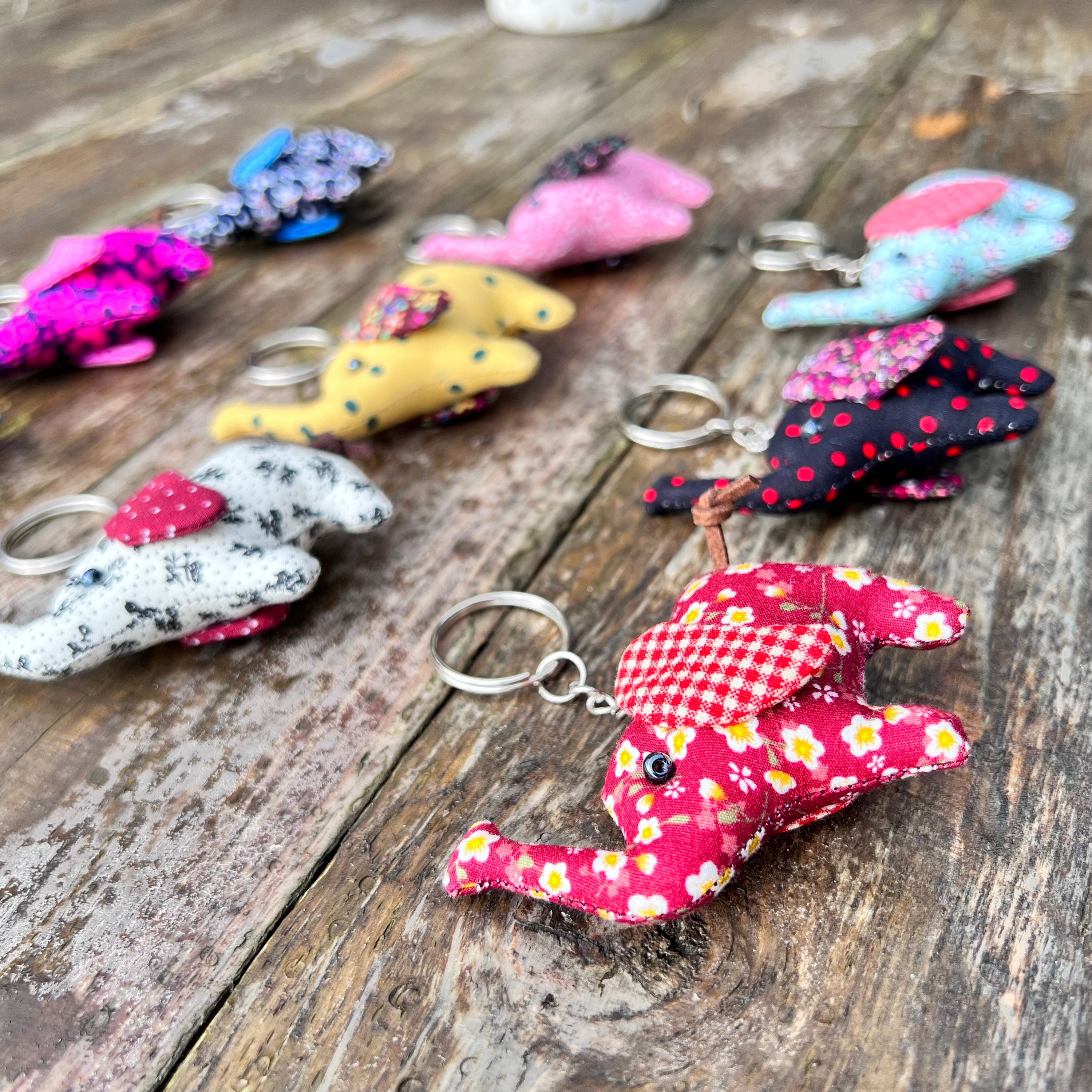 Elephant Keyring Handmade Cute Elephant Keyring Vintage Etsy UK