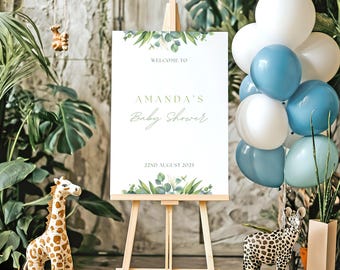 Chique gebladerte babyshower welkomstbord | Aangepast babyshowerbord | Gepersonaliseerde welkomstbord babyshower