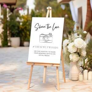 Custom Wedding Hashtag Sign | Timeless White Social Media Hashtag Sign | Personalised Wedding Hashtag Board | Fast UK Delivery