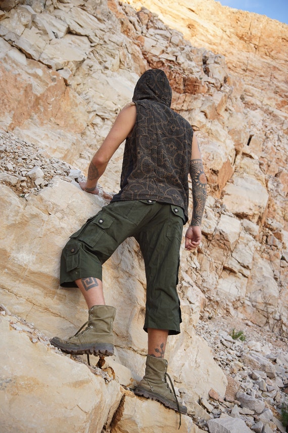 Green Men's Festival Shorts Cargo Pants 