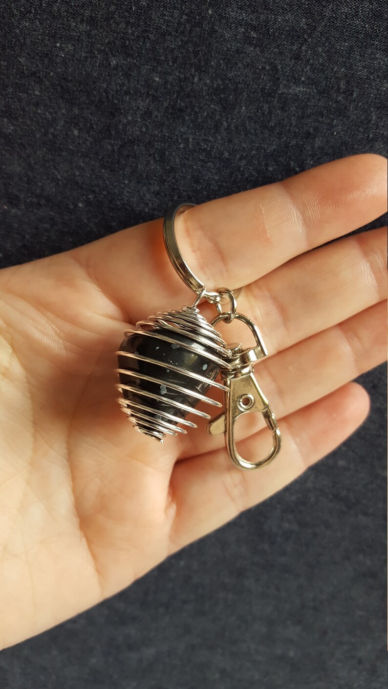 Empowering Snowflake Obsidian Keyring Bag Charm choose charm