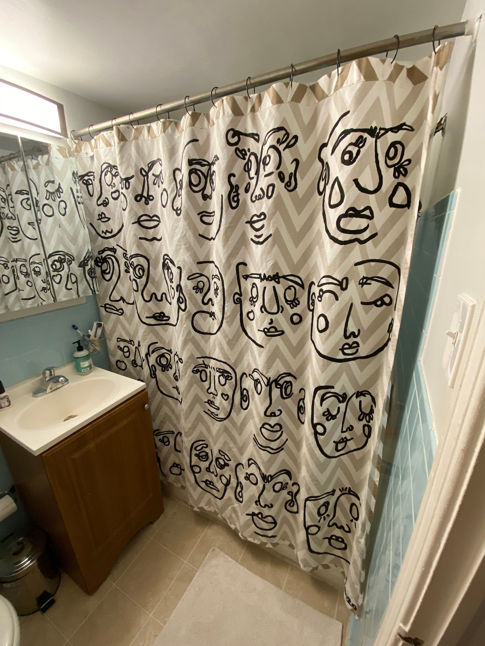 Upcycled Handpainted Shower Curtain Etsy