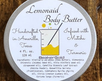 Lemon-aid Body Butter — Whipped Eczema relief Shea Jojoba and Grapeseed Body Butter with turmeric frankincense & Myrrh