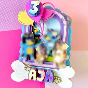 Decorazione per torta con cane blu. File di taglio digitale per Silhouette Cricut SVG