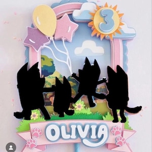 File di taglio digitale per Silhouette Cricut SVG Blue Dog Caketopper ragazza