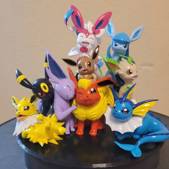Pokemon Eevee Figurine 3d Printed Paintable Action Figure Toys Set of 3