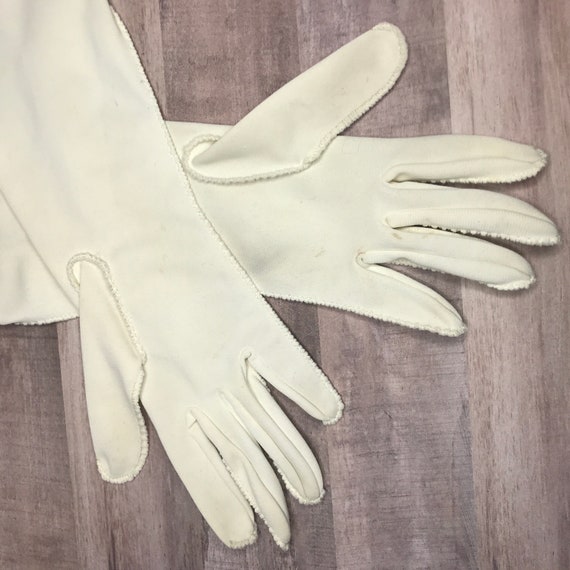 Vintage Lady Gay Fancy Off-White Gloves, Double W… - image 5