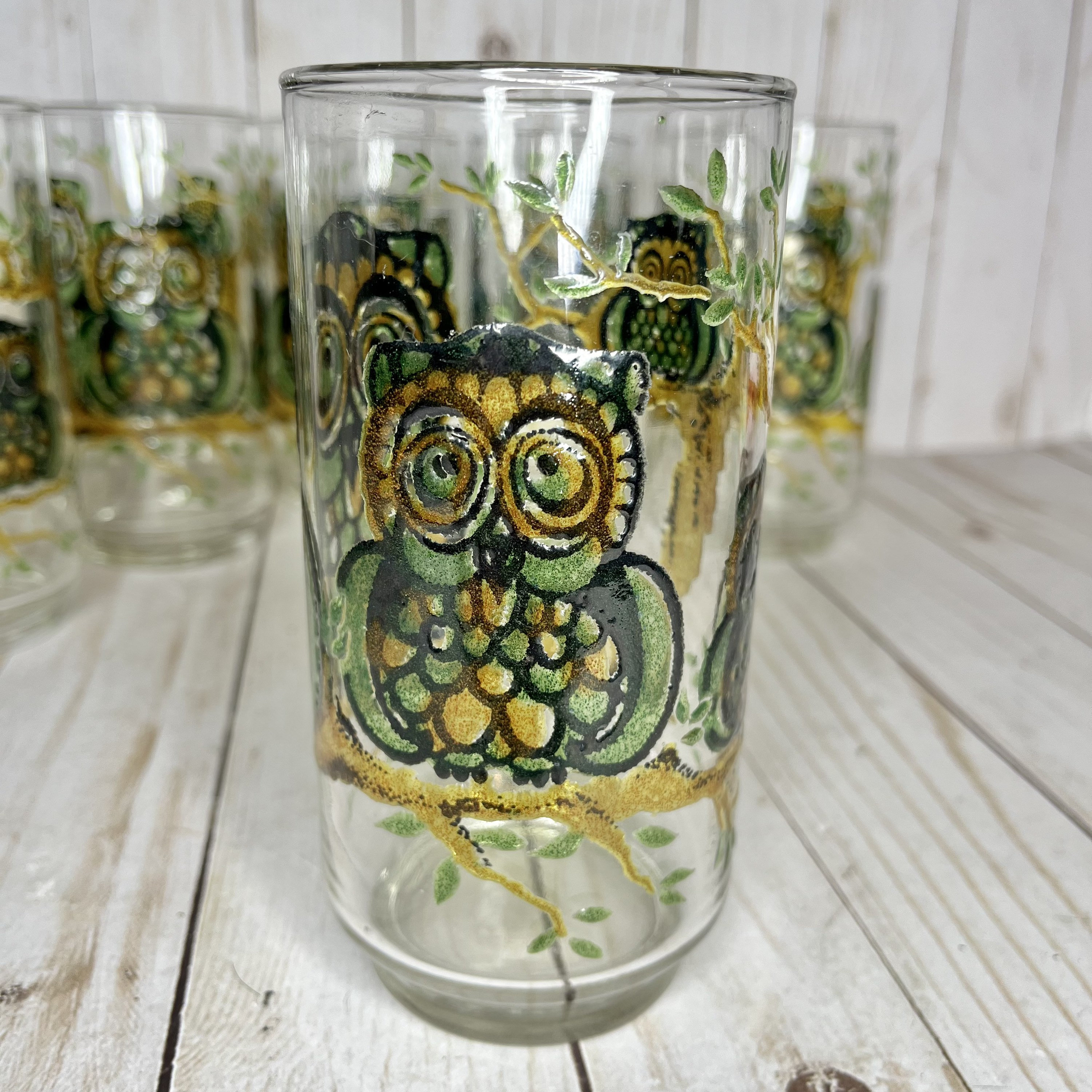 Mismatched Set of 8 1970s Butterfly Themed Drinking Glasses 