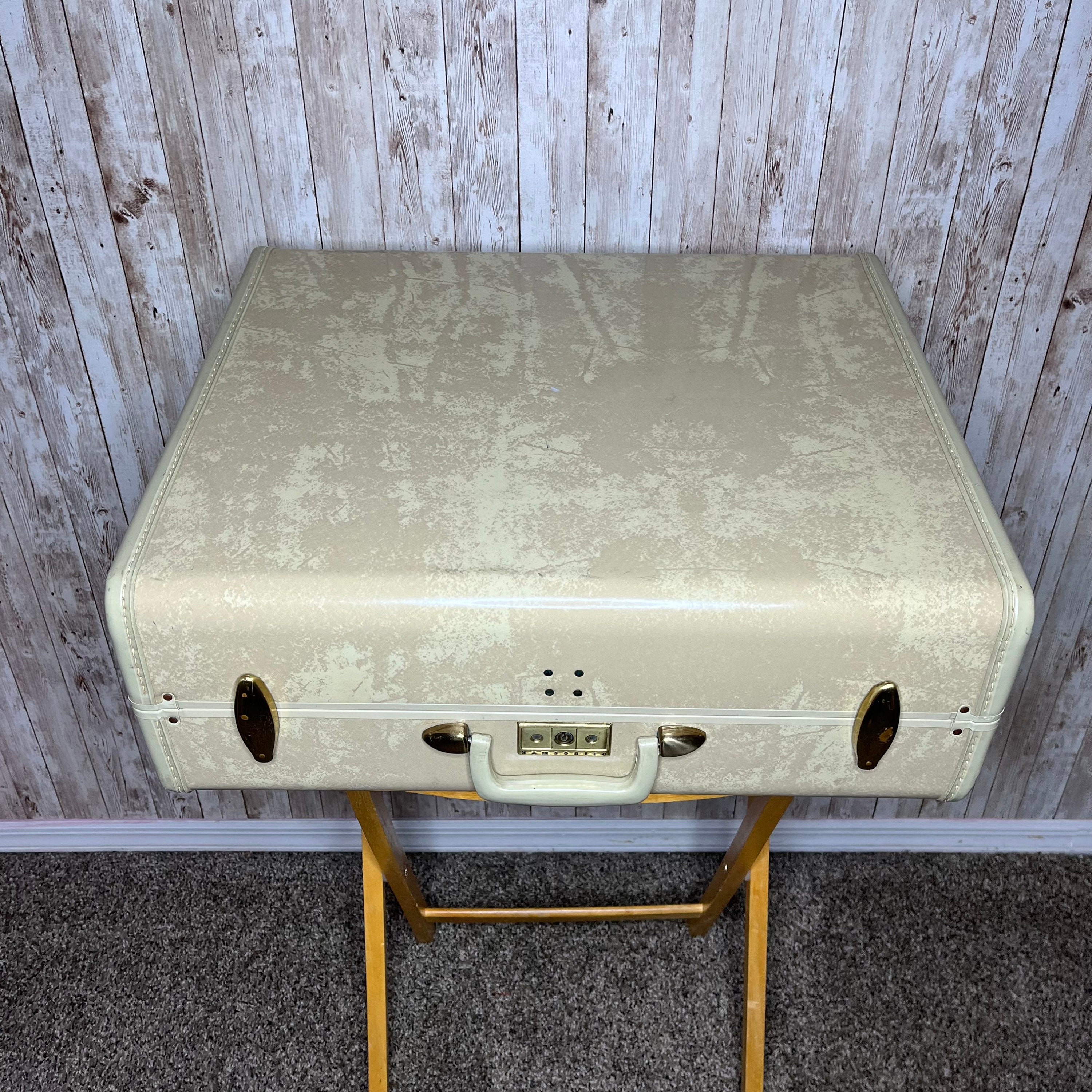 Valise Vintage Samsonite Schwayder Bros - Marron Et Rouge - Années 40/50 - Occasion