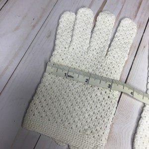 Vintage Crochet Gloves Bridal Accessory, Off-White Cotton Costume Special Event Gloves image 9