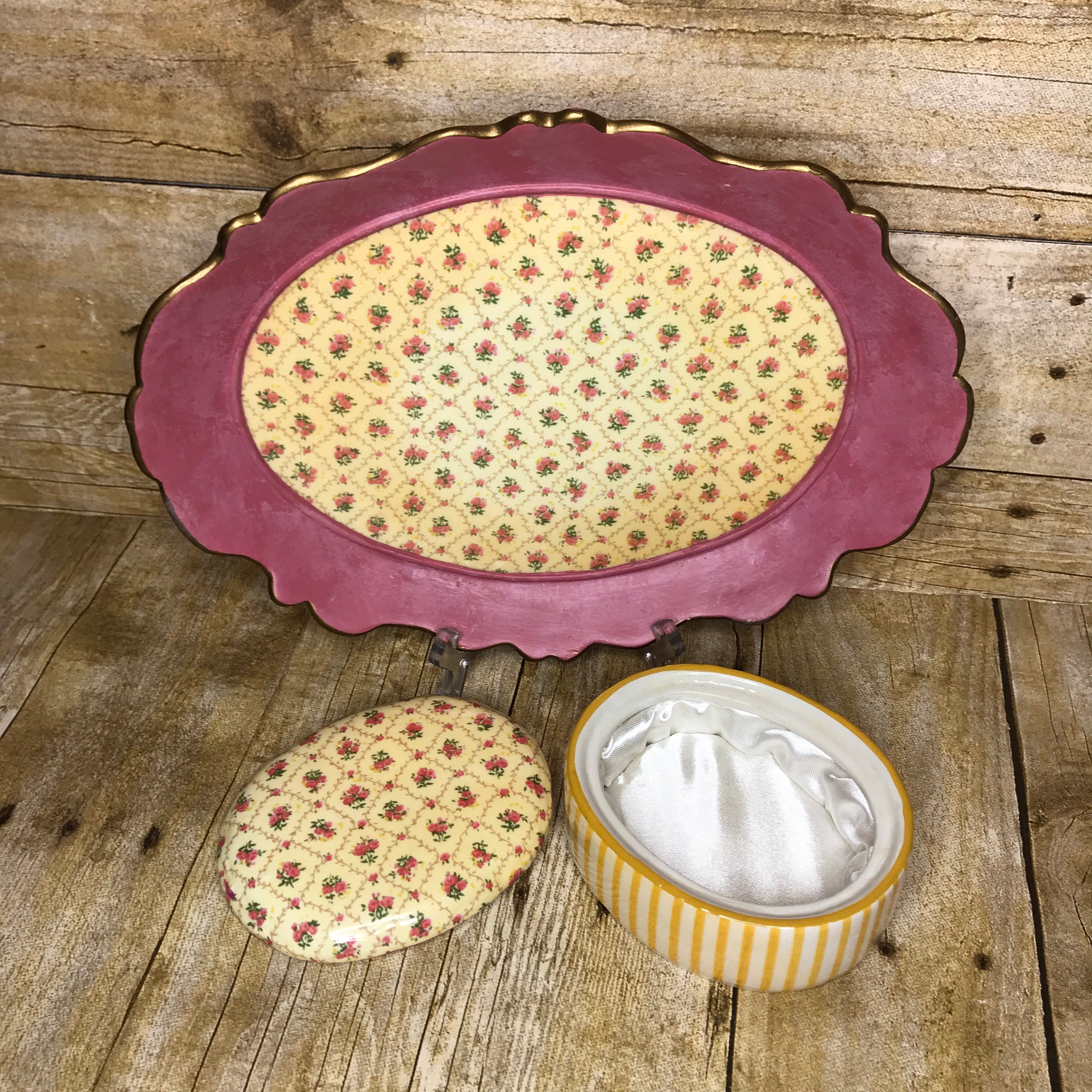 Vintage Vanity Tray and Trinket Box Matching Set of Two Pink Etsy